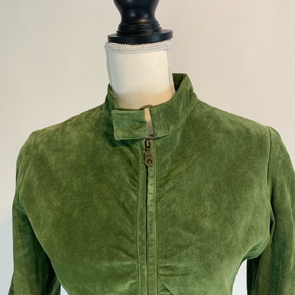 Aldo Sage Green Suede Moto Jacket Size Large - Picture 4 of 16
